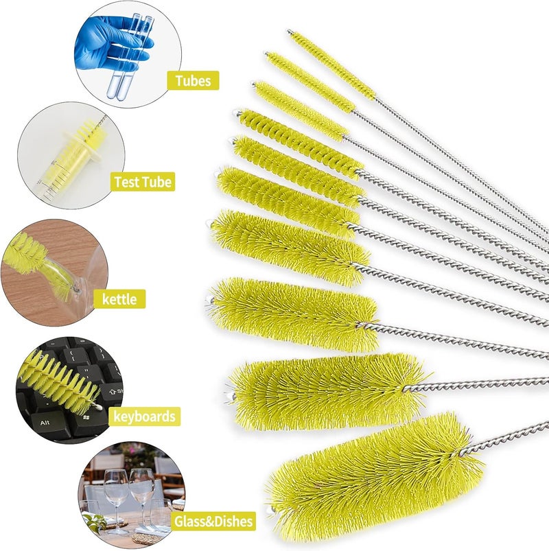 CiaraQ Bottle Cleaning Brushes, 8 Inch Nylon Tube Brush Set, Cleaner for Narrow Neck Bottles Cups with Hook, Set of 10pcs. - Image 2