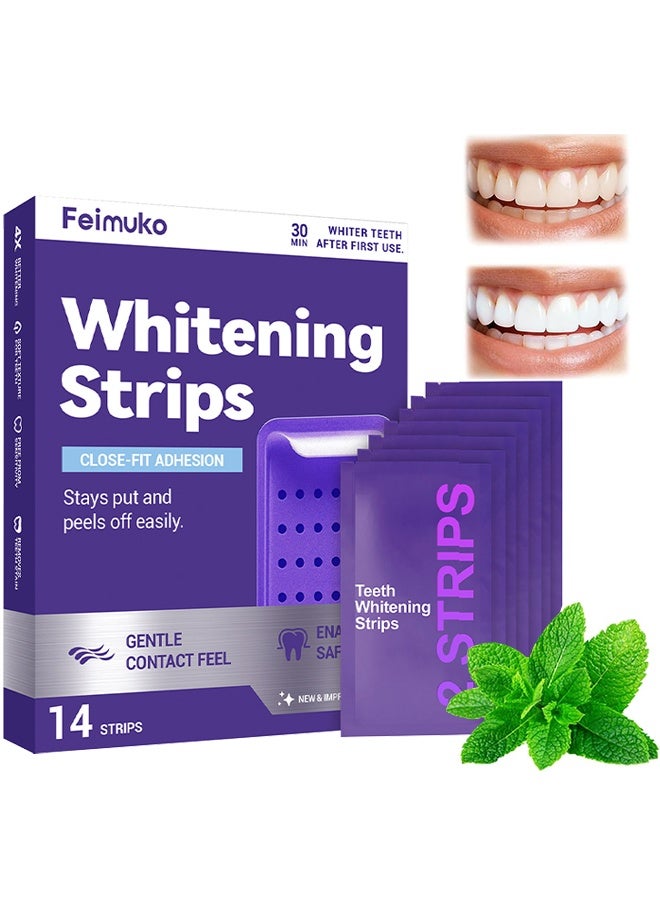 Feimuko Teeth Whitening Strips, Gentle Daily Purple Teeth Whitening Strips, Enamel-Friendly, No Peroxide Formula For Sensitive Teeth, Reduce Surface Coffee & Tea Stains, Portable Teeth Care For Home & Travel (14 Strips) - Image 1