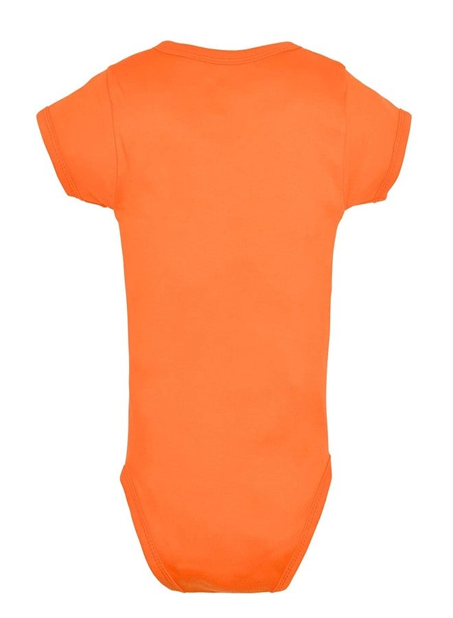 TiniBerry Cotton Baby Bodysuit Short Sleeve Half Romper Pack of 3 Soft & Comfortable for Kids (6-9 Months, Orange) - Image 5
