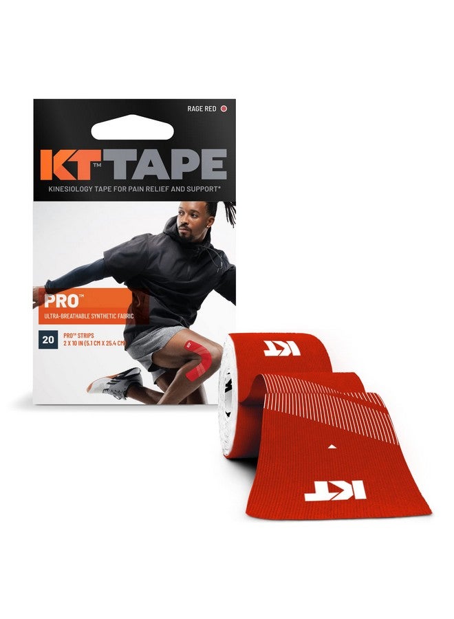 كيه تي تيب شريط KT، شريط رياضي احترافي صناعي لعلم الحركة، 20 قطعة، شرائط مقطوعة مسبقًا بطول 10 بوصات، أحمر غامق - Image 1