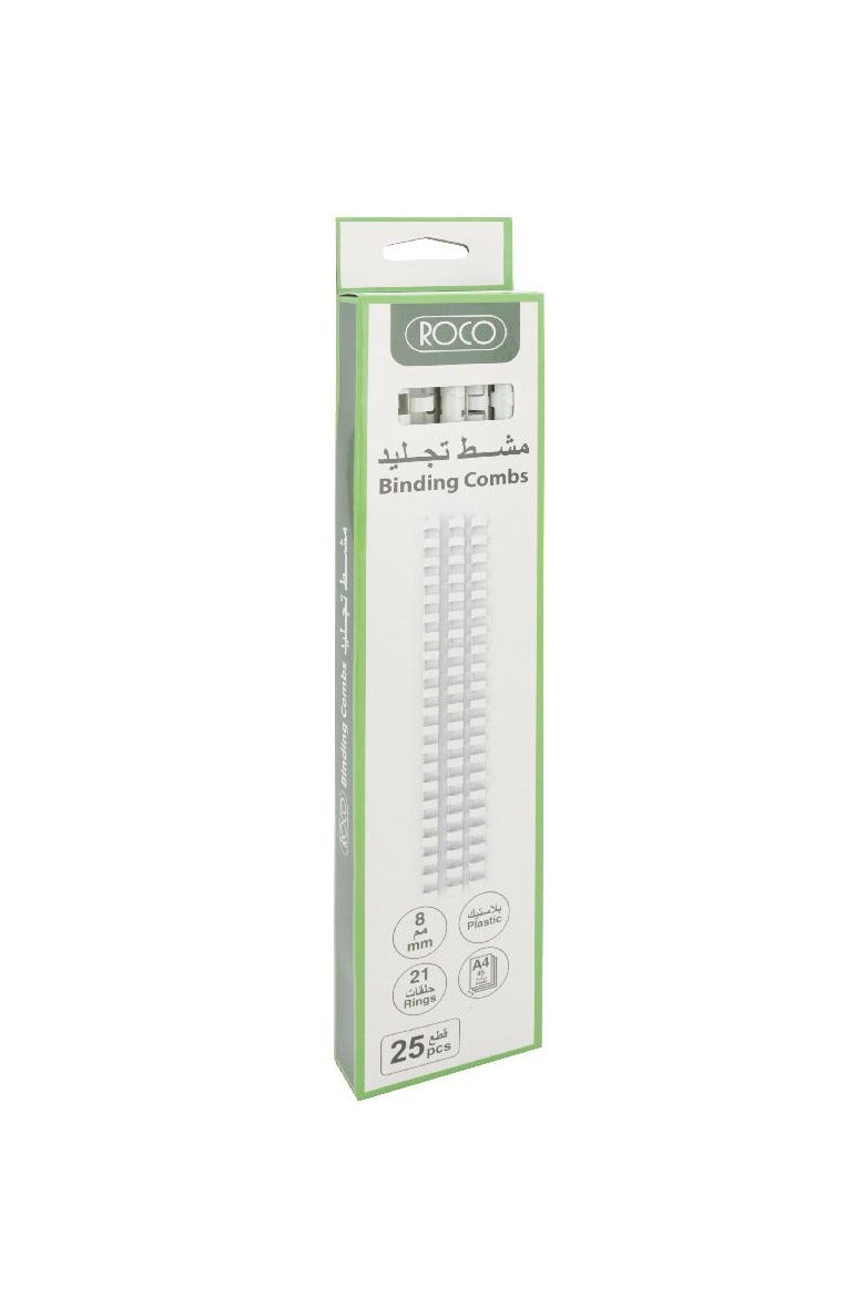 ROCO Spiral Binding Comb 8 mm Plastic A4 White - Image 1