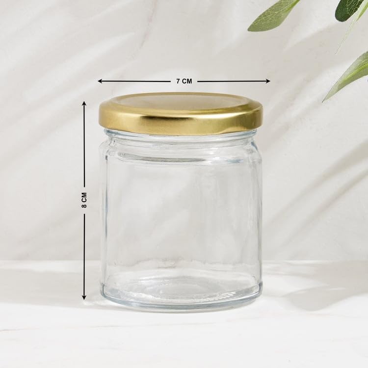 MACHAK glass jars | containers for kitchen storage set | glass jar for kitchen | with Rust Free Air Tight Golden Lid | 200ml (Pack of 6) - Image 4