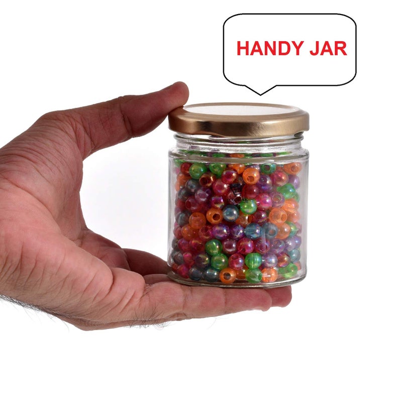 MACHAK glass jars | containers for kitchen storage set | glass jar for kitchen | with Rust Free Air Tight Golden Lid | 200ml (Pack of 6) - Image 3