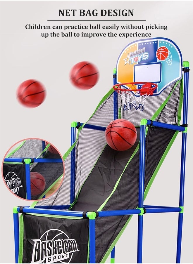 Joudiplay Kids Basketball Game Set, Liftable Shooting Machine with 4 Balls and Hoop, Basketball Hoop Indoor for Kids, Four Height Settings, Interesting Gift for Boys Girls (Air Pump Included)  - Image 5
