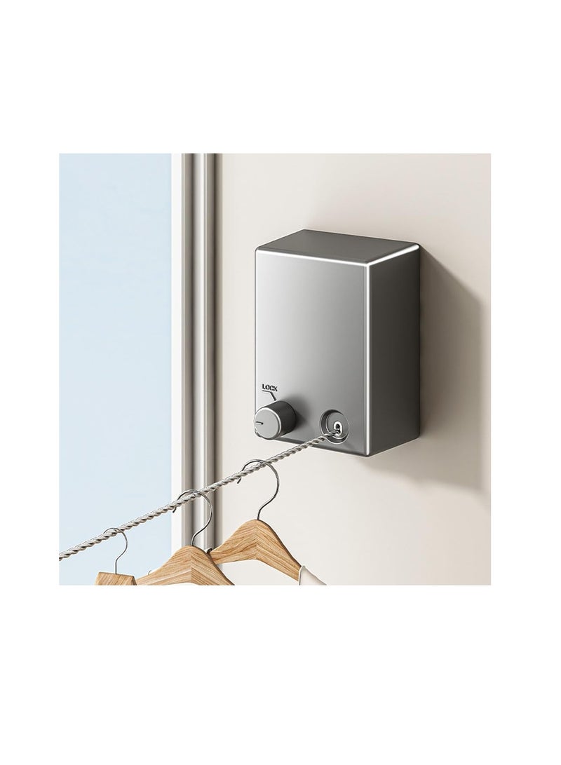 Retractable Clothesline, 4.2m Wall Mounted Clothes Drying Line, 304 Stainless Steel Clothes Line，Heavy Duty Stainless Steel Extendable Laundry Line for Indoor Outdoor Bathroom Balcony (Gunmetal Grey)  - Image 1