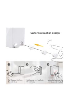 Generic Retractable Clothesline, 4.2m Wall Mounted Clothes Drying Line, 304 Stainless Steel Clothes Line，Heavy Duty Stainless Steel Extendable Laundry Line for Indoor Outdoor Bathroom Balcony (Gunmetal Grey)  - Image 3