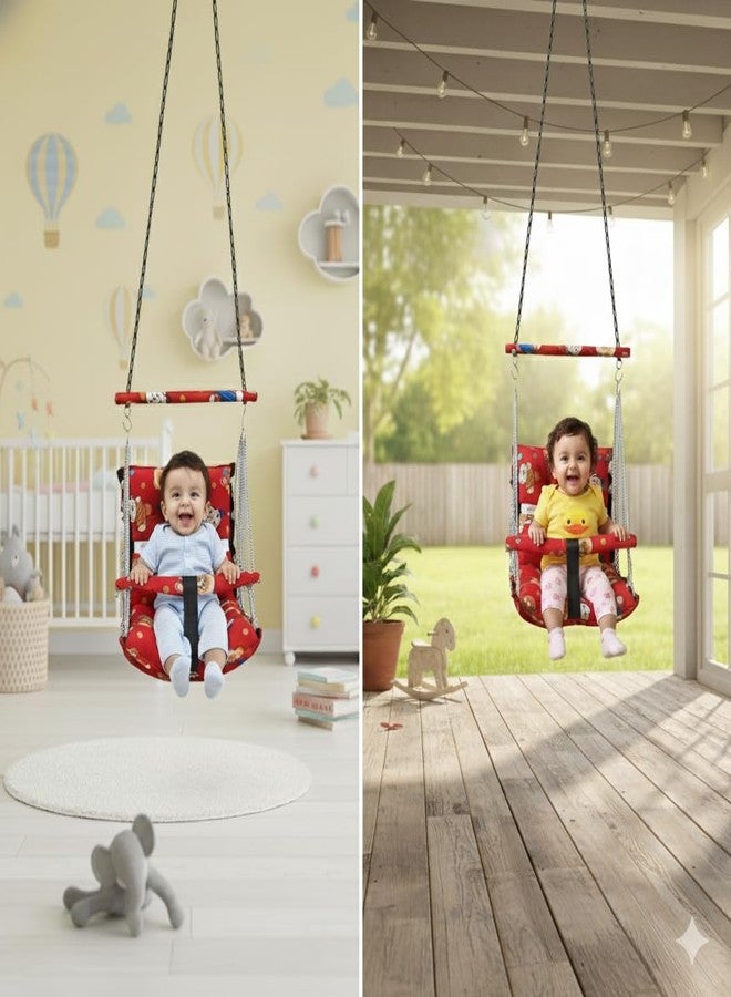 Oberlo Anand_Corporation Comfortable Cotton Hanging Baby Swing Chair for Kids up to 15KG with Safety Belt (Maroon) - Image 4
