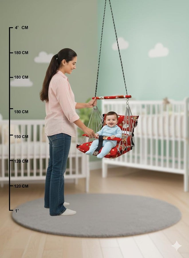 Oberlo Anand_Corporation Comfortable Cotton Hanging Baby Swing Chair for Kids up to 15KG with Safety Belt (Maroon) - Image 3
