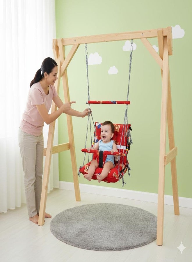 Oberlo Anand_Corporation Comfortable Cotton Hanging Baby Swing Chair for Kids up to 15KG with Safety Belt (Maroon) - Image 5