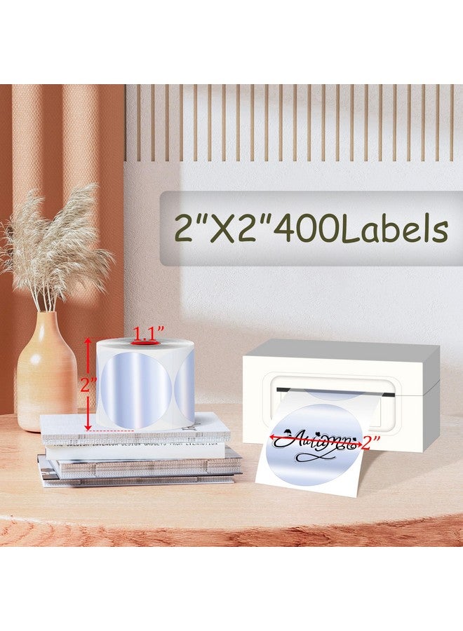 PARLAIM 2 Inch Thermal Label Stickers,Round Sliver Thermal Labels,Self Adhesive Direct Circle Thermal Sticker Labels For Name Tag Diy Custom Business- 400Pcs (Sliver) - Image 2