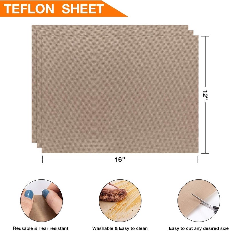 YRYM HT 10 Pack PTFE Sheet for Heat Press - 16" x 12" Non Stick PTFE Sheets for Vinyl Heat Press Washable Reusable Heat Resistant Craft Mat - Image 3