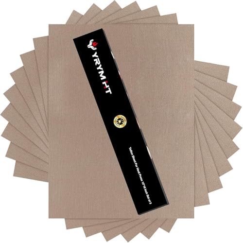 YRYM HT 10 Pack PTFE Sheet for Heat Press - 16" x 12" Non Stick PTFE Sheets for Vinyl Heat Press Washable Reusable Heat Resistant Craft Mat - Image 1