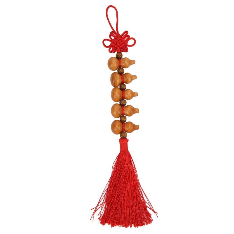 Gourd Pendant: Mahogany Chinese Tassel - With Longevity Health Blessing, Lucky Charm for Home Car Decoration, Gift for Friends Family - Image 1