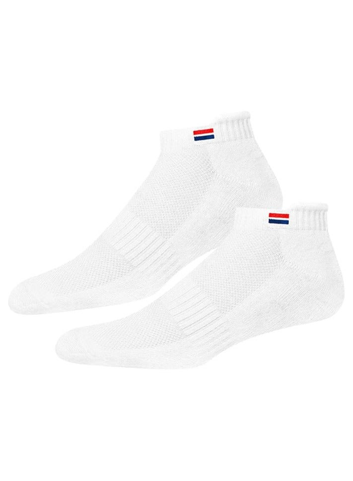 NAVYSPORT Men's Low Cut Athletic Cotton Cushion Ankle Socks with Sports Tab for Running, Gym, Training, Casual Wear, Pack of 3 (Free Size, White) - Image 2