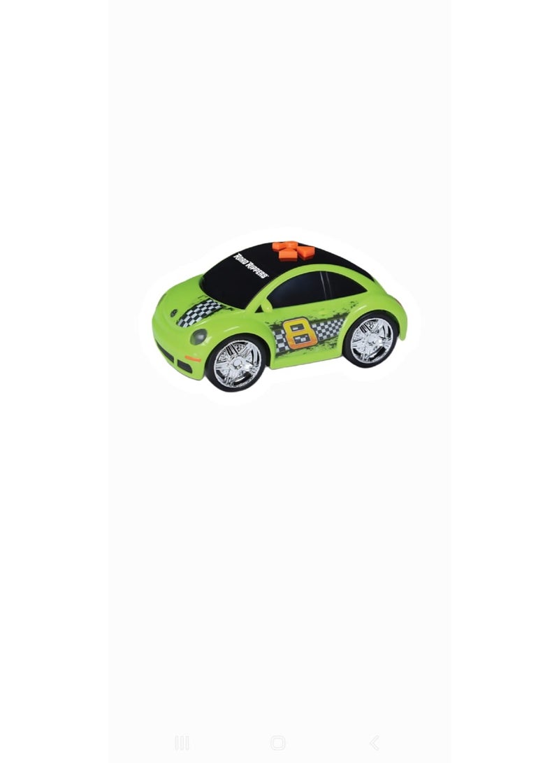 Road Rippers Toy Race Car, Green with Black Roof, Beetle Style, Racing Theme with Checkered Flag Design, New with slightly damaged box - Image 2