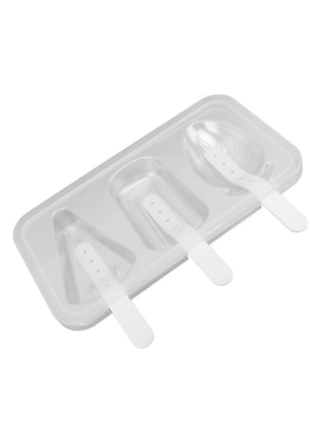 Thoraya - Ice Cream Molds Silver with Lid Ice Pop Molds Stainless Steel 3 Cavity with Stick Reusable Versatile Ice Pop Maker for Kitchen - Image 1