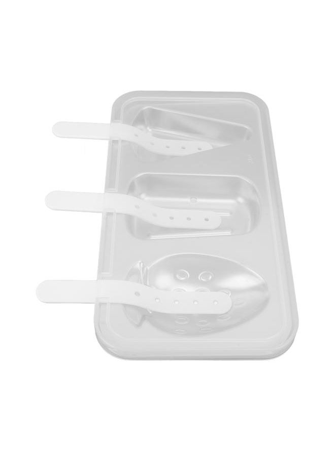 Thoraya - Ice Cream Molds Silver with Lid Ice Pop Molds Stainless Steel 3 Cavity with Stick Reusable Versatile Ice Pop Maker for Kitchen - Image 1