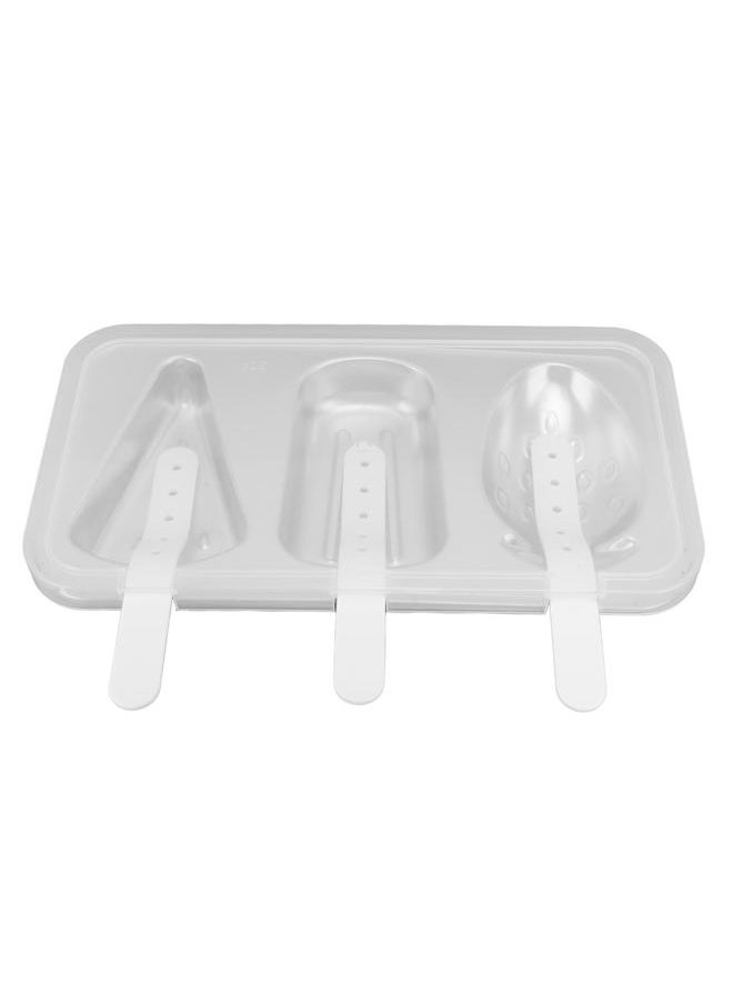 Thoraya - Ice Cream Molds Silver with Lid Ice Pop Molds Stainless Steel 3 Cavity with Stick Reusable Versatile Ice Pop Maker for Kitchen - Image 1