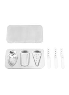 Ice Cream Molds Silver with Lid Ice Pop Molds Stainless Steel 3 Cavity with Stick Reusable Versatile Ice Pop Maker for Kitchen