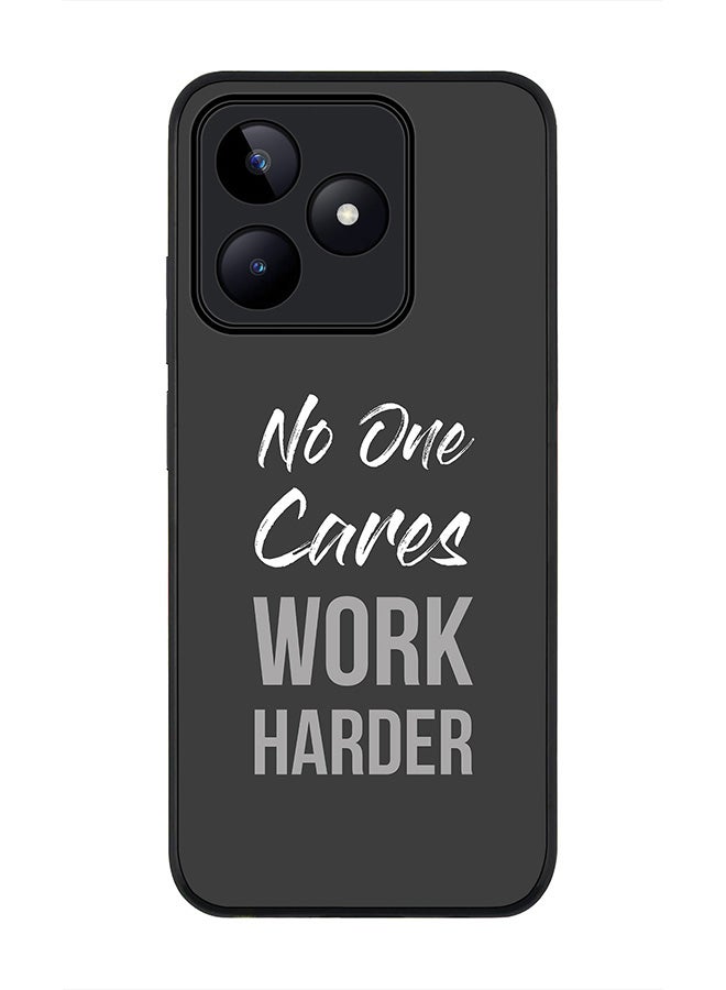 Stylizedd Rugged Black edge case for Realme C53, Slim fit Soft Case Flexible Rubber Edges Anti Drop TPU Gel Thin Cover-  Work Harder - Image 1