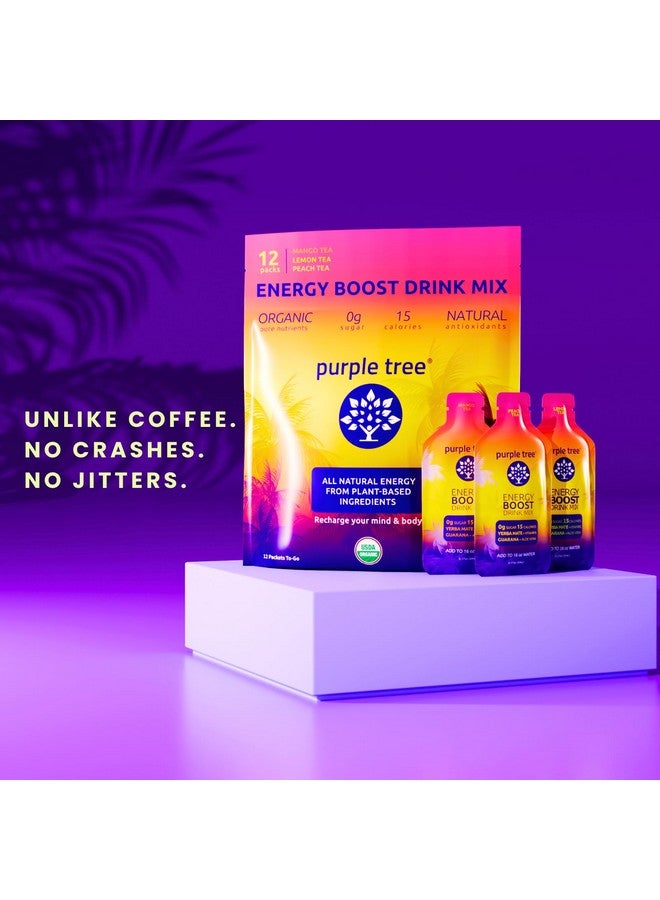 purple tree Organic Energy Stick Packets, Zero Sugar, B12 Vitamins, Lemon Ice Tea Flavor | 80mg Caffeine from Yerba Mate & Guarana to Prevent Crashing, 12 to-Go Packs - Image 2