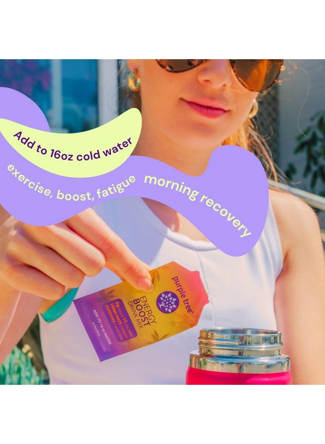 purple tree Organic Energy Stick Packets, Zero Sugar, B12 Vitamins, Lemon Ice Tea Flavor | 80mg Caffeine from Yerba Mate & Guarana to Prevent Crashing, 12 to-Go Packs - Image 4