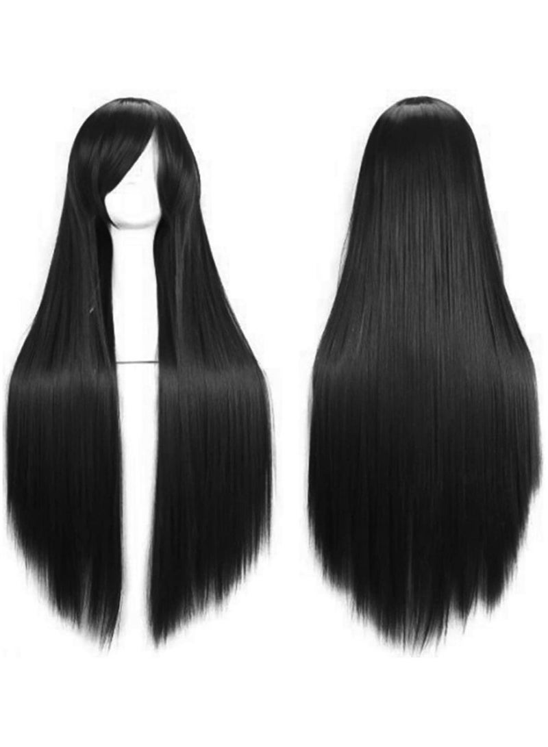 إستيل شعر مستعار Estelle بطول 32 بوصة 80 سم طويل مستقيم أنيمي أزياء المرأة تأثيري باروكة شعر مستعار للحفلات مع غطاء شعر مستعار مجاني أسود - Image 1