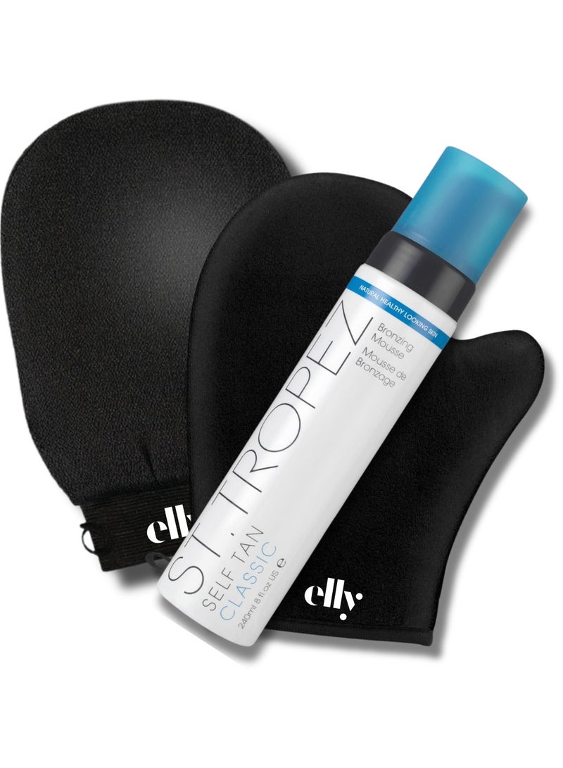 ST.TROPEZ St.Tropez Classic tanning mousse tan  240ml with ELLY glove for application, and ELLY exfoliator glove - For woman, men  - Image 1