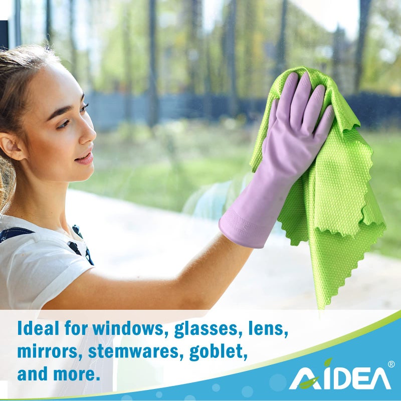 AIDEA Microfiber Glass Cleaning Cloth, 8PK, Premium Microfiber Glass and Window Cleaner, Lint Free Quickly Clean Windows, Glasses, Windshields, Mirrors, Stainless Steel, 12"x12" - Image 5