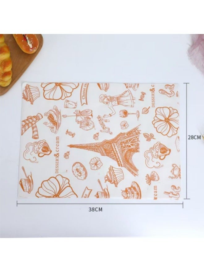 100 Sheets Of Dinner Plate Paper Disposable Oil-Proof Tray Paper Hamburger Paper Bread Oil-Absorbing Paper Fried Chicken Wrapping Paper Barbecue Paper Pad - Image 1