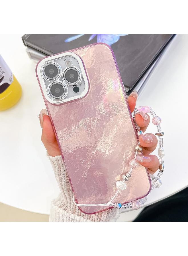 اس-توب جراب لهاتف iPhone 16 Pro Max مطلي بطبقة لامعة وسلسلة معصم من مادة TPU مع غشاء عدسة - Image 1