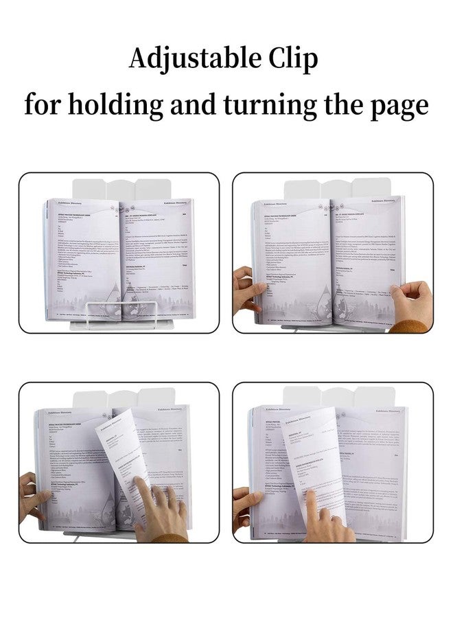 CLUEMART حامل كتب معدني من كليومارت، حامل كتب طبخ وحامل للقراءة، حامل كتب وصفات قابل للطي محمول بست زوايا عرض قابلة للتعديل، مثالي لسطح المطبخ والمكتب والمدرسة (أبيض) - Image 5