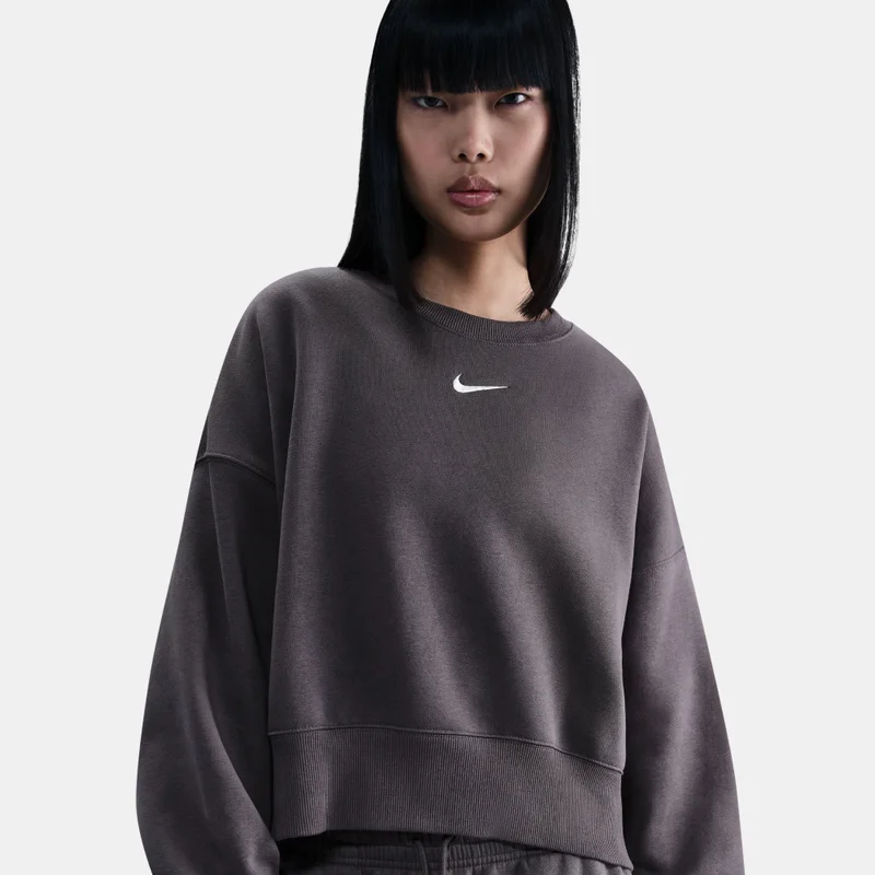 Nike Grey Women's Sportswear Phoenix Fleece Sweatshirt for Women | Best Price UAE