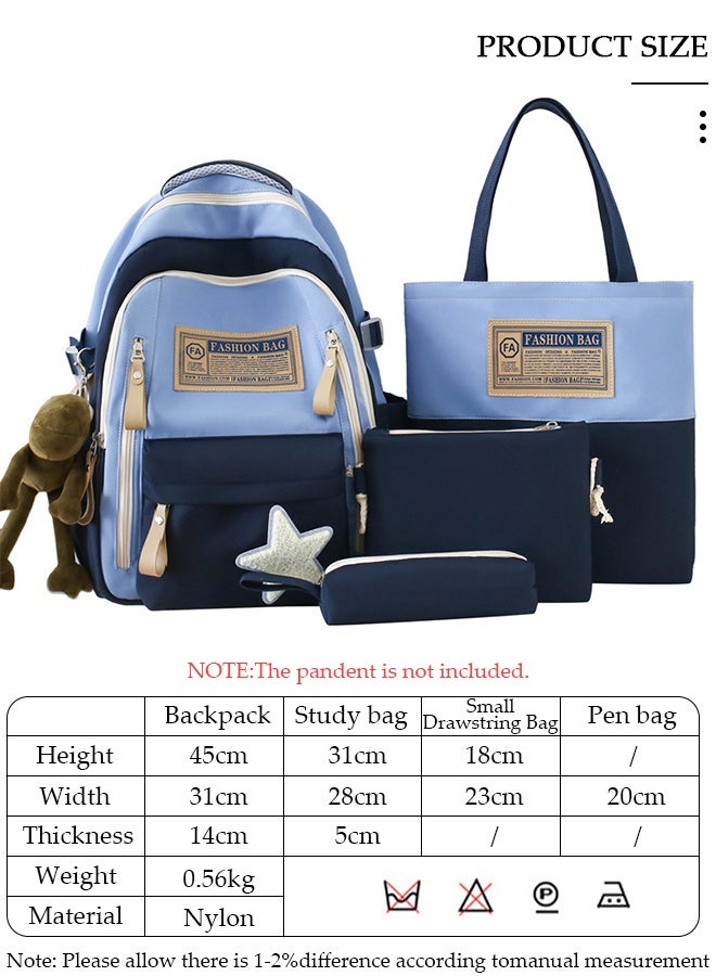 DUNISO 4PCS Kids School Backpack Set Canvas Laptop School Bag Sets for Kids with Tote Bag,Shoulder Bag,Pencil Box,Large-capacity Bookbag for Girls Boys Back to School Supplies - Image 2