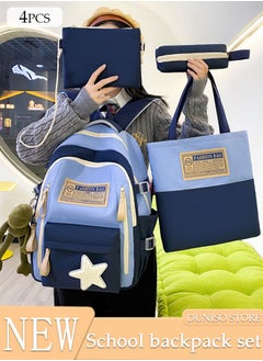 DUNISO 4PCS Kids School Backpack Set Canvas Laptop School Bag Sets for Kids with Tote Bag,Shoulder Bag,Pencil Box,Large-capacity Bookbag for Girls Boys Back to School Supplies  - Image 1