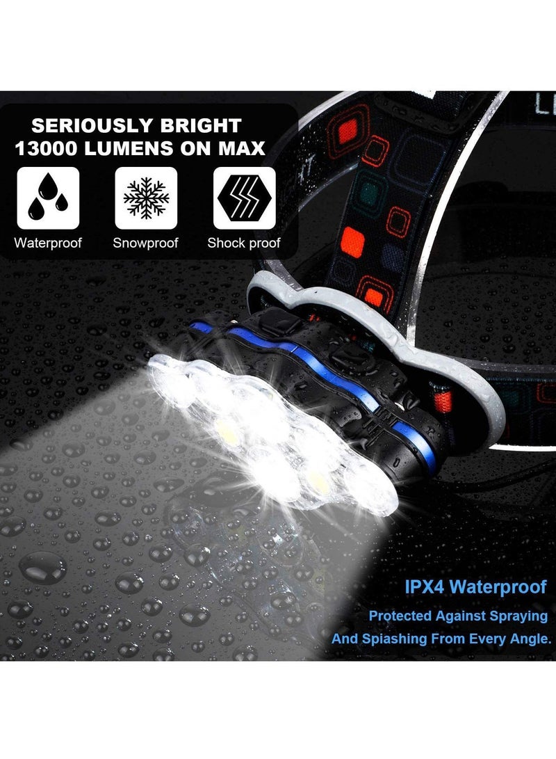 Rechargeable Headlamp 8Led High Lumen Bright Head Lamp with Red Light Lightweight Usb Mode Waterproof Flashlight for Outdoor Running Hunting Hiking Camping Gear - Image 4