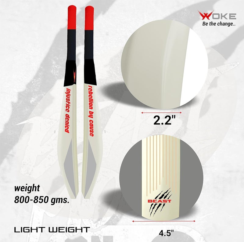 WOKE Stalwart Beast Heavy Duty Plastic Cricket Bat, Full Size (34” X 4.5” inches) Premium Hybrid Bat for All Age Groups – Kids/Boys/Girls/Adults (Beast (Natural) - Image 5