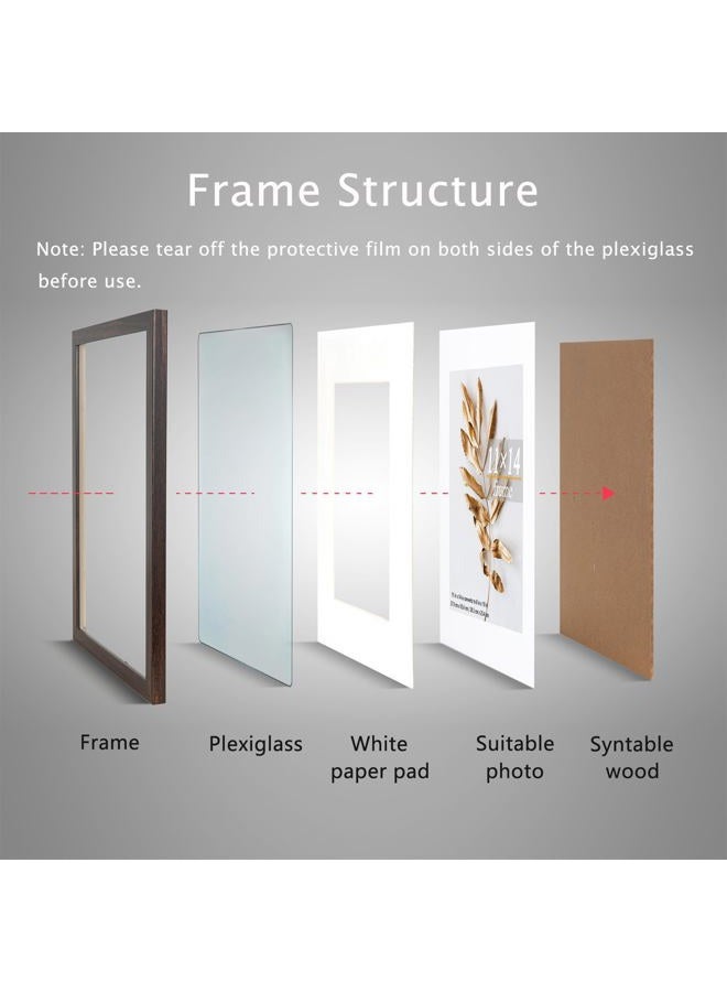 Hogaryo 11x14 Picture Frame Brown 3 Pcs in 1 set 11x14 Frames can Display 8x10 Picture with Mat or 11x14 Without Mat on the Wall - Image 5