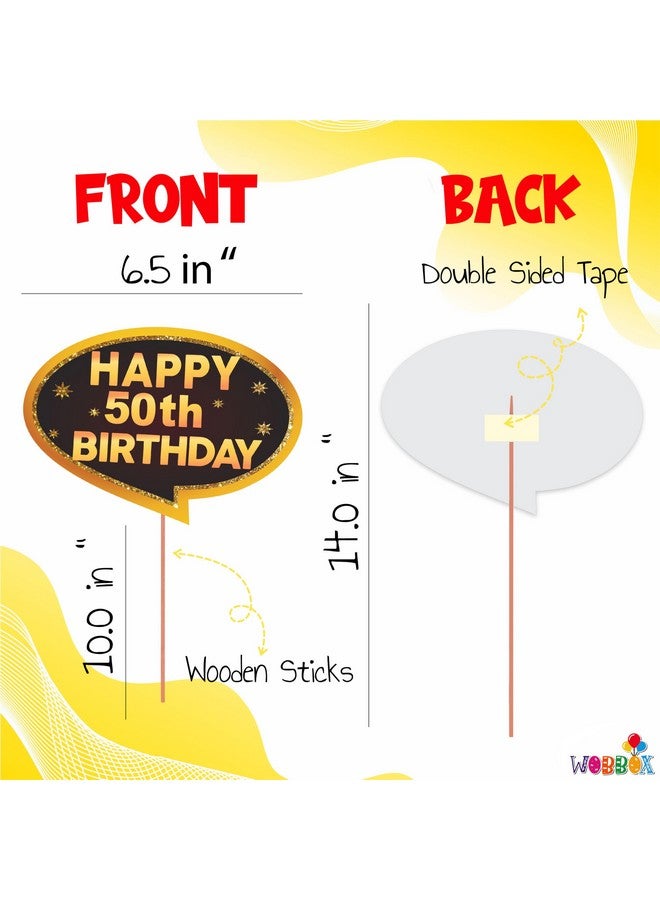 WOBBOX Wobbox 50th Birthday Photo Booth Party Props Brown & Golden Glitter, Birthday Party Decoration, Birthday Party Item  - Image 3
