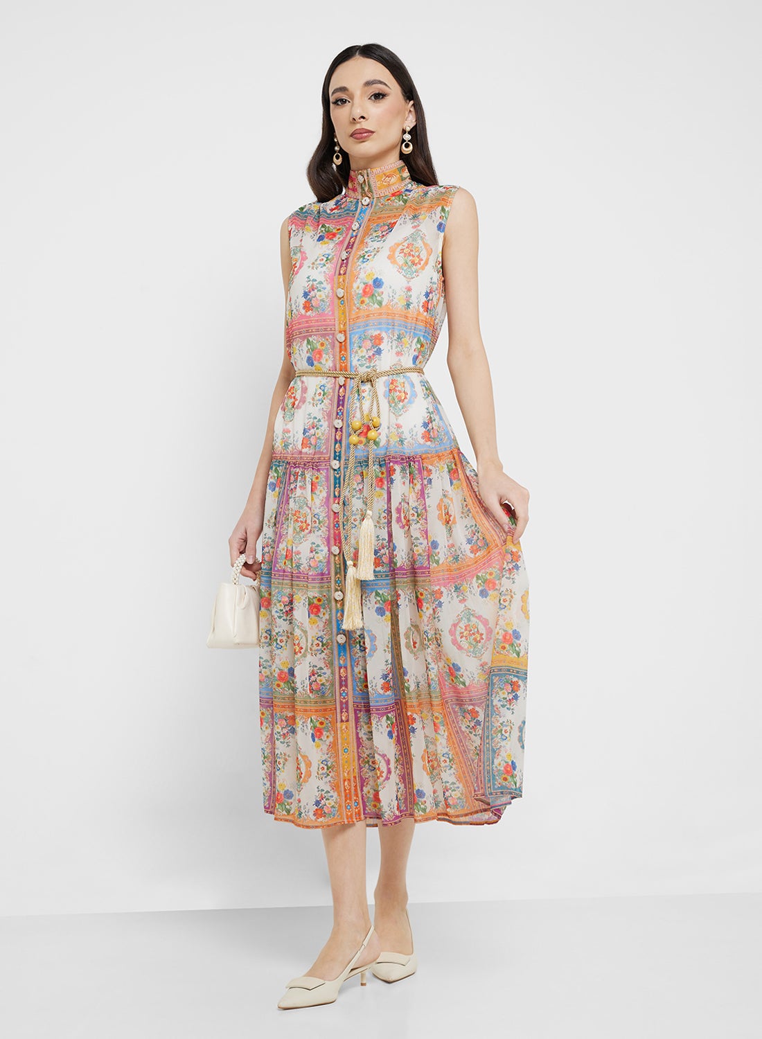 Midi dress with floral print
