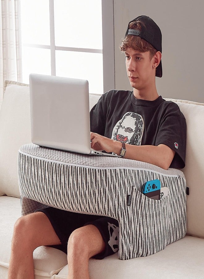 cooloo8 Reading Pillow for Lap, Extra Large Arm Rest Pillow for Adult, Memory Foam Lap Desk Pillow for Reading, Working, Crocheting, Playing Steam Deck Switch or Sitting in Bed Couch(Ash Grey) - Image 1