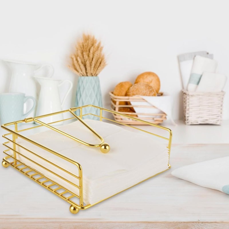 FVIEXE 3PCS Napkin Holders for Paper Napkins Gold Flat Napkins Holders Metal Napkin Dispenser for Kitchen Tables Farmhouse Dinner Outdoor - Image 5