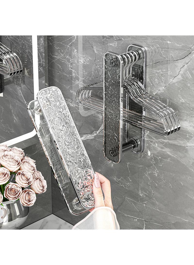 2 pcs Wall mounted non perforated bathroom clothes hanger with telescopic storage rack - Image 1