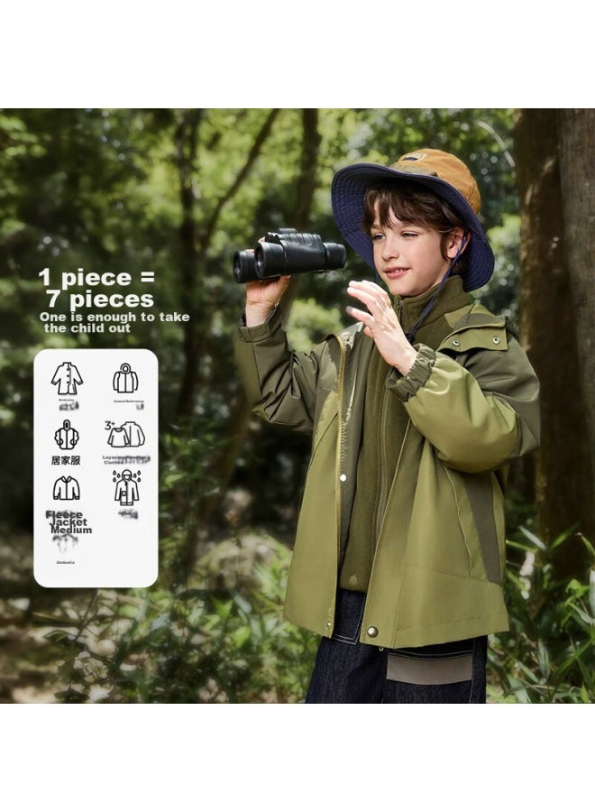 Disney Disney Children's Clothing, Boys And Girls Three-in Jacket, Waterproof, Breathable, Wear-resistant, Warm Outerwear, Spring And Autumn, Db431ie19, Green, Size 120 - Image 1
