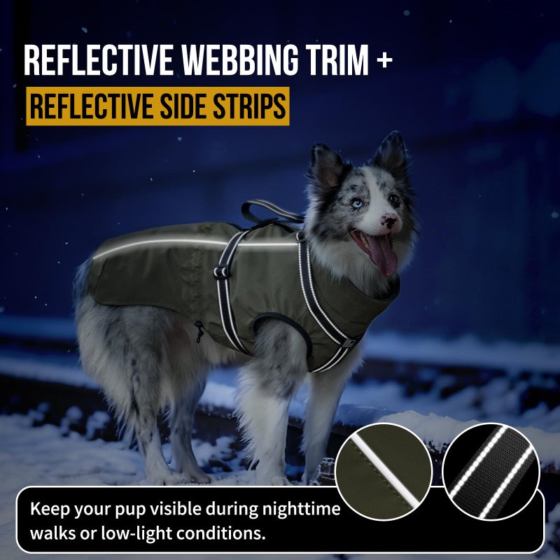 OneTigris Dog Coat with Harness - Reflective Adjustable Coats for Medium and Large Dogs, Waterproof Warm Winter Coat, Soft Heavy Fleece Lining with Back Zipper Dog Jackets - Image 5