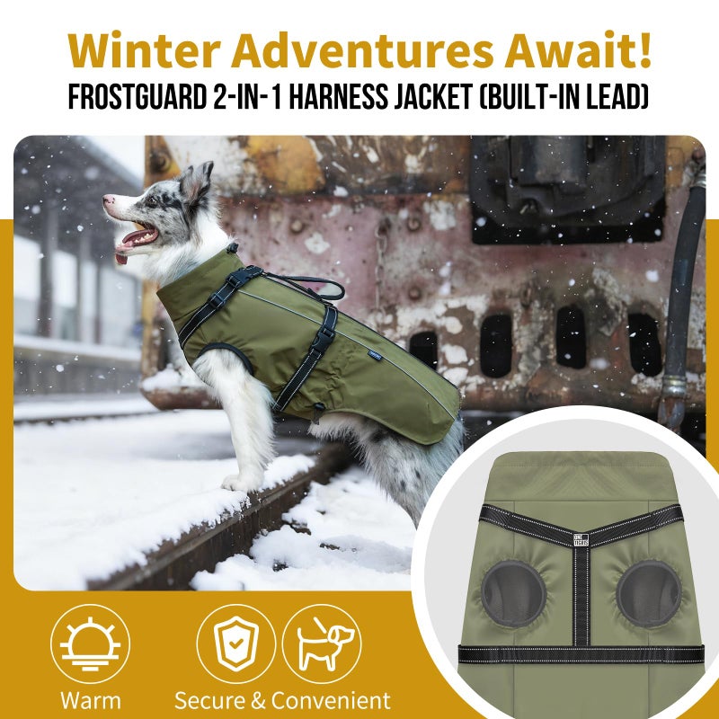 OneTigris Dog Coat with Harness - Reflective Adjustable Coats for Medium and Large Dogs, Waterproof Warm Winter Coat, Soft Heavy Fleece Lining with Back Zipper Dog Jackets - Image 4