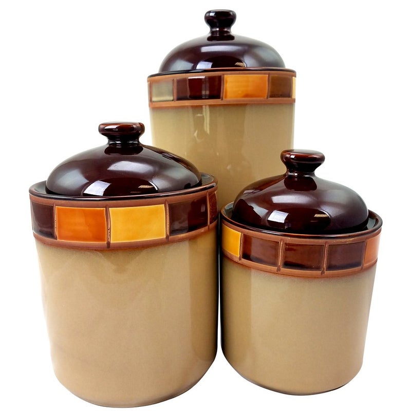 جيبسون Gibson Elite Canister Container Jar 3 قطعة مجموعة بنية متعددة - Image 2