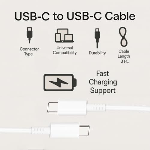 APFEN 45W C- Type Fast Charging Cable Compatible with Samsung S25/S25/S24/S24/S23/S22/S21/M35/M36/M07/M17,(S/A/F/M) All Series, High Speed Data Transfer Upto 480 Mbps,1M, White by APFEN® - Image 4