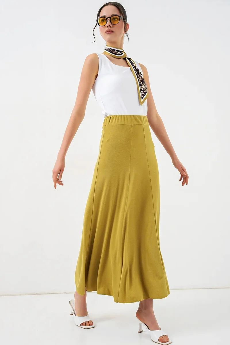 Big Dart Green BDART High Waist A-Line Maxi Skirt for Women | Best Price UAE
