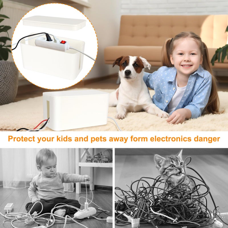 Resulzon Cable Management Cord Cover Wire Hider Box Concealer Organizer Protector System for Home Theater Entertainment Center Office School (White) - Image 2